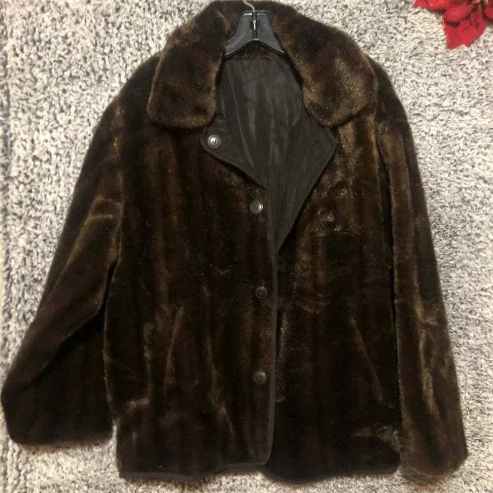 VTG Women’s Gallery Brown Faux Fur Reversible Faux Suede Coat Size M